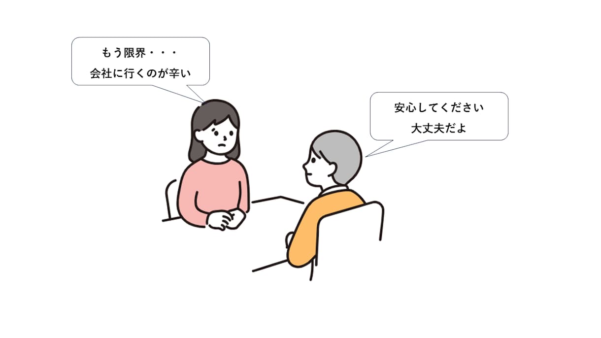 仕事・人間関係の辛い悩みに寄り添い一緒に考えます もう限界…会社に行きたくない。私がいます。大丈夫だよ イメージ1