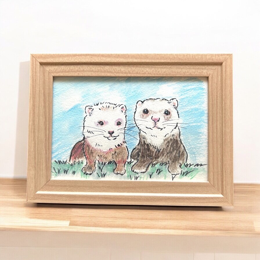 優しい水彩画タッチのうちの子似顔絵イラスト描きます ペット専門似顔絵師が優しいタッチの似顔絵製作 イメージ2