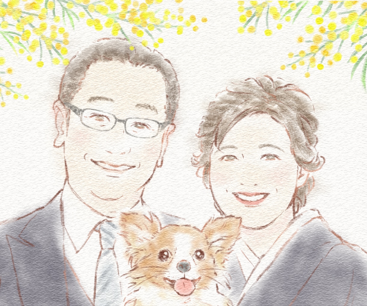 似顔絵入り子育て感謝状 両親への贈呈品描きます 結婚記念品 還暦祝い 退職祝い＊ペットOK＊データ納品 イメージ1