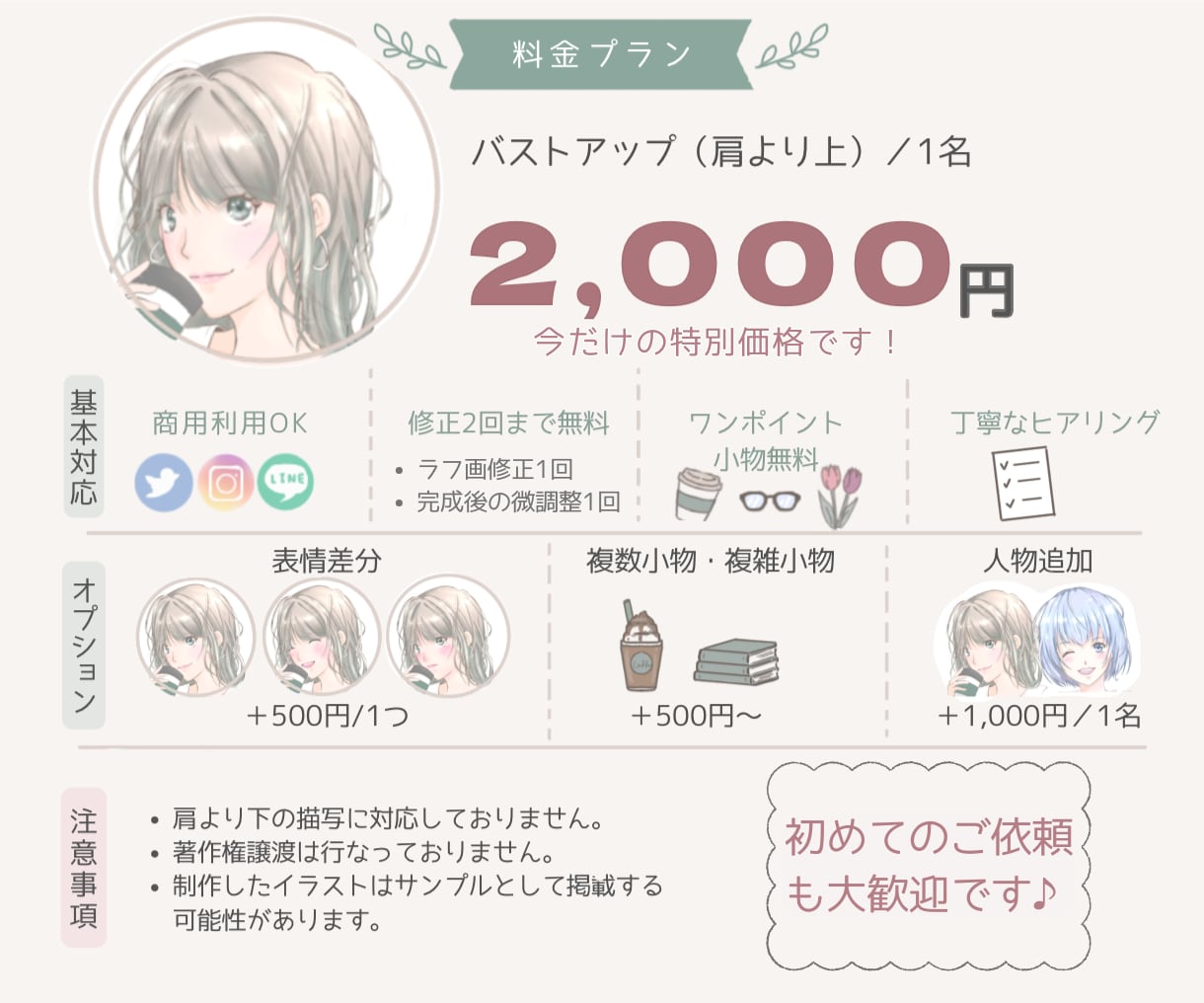 ふんわり優しいSNSアイコンお描きします 丁寧なヒアリングで、あなたらしい「かわいい」を形にします♪ イメージ8
