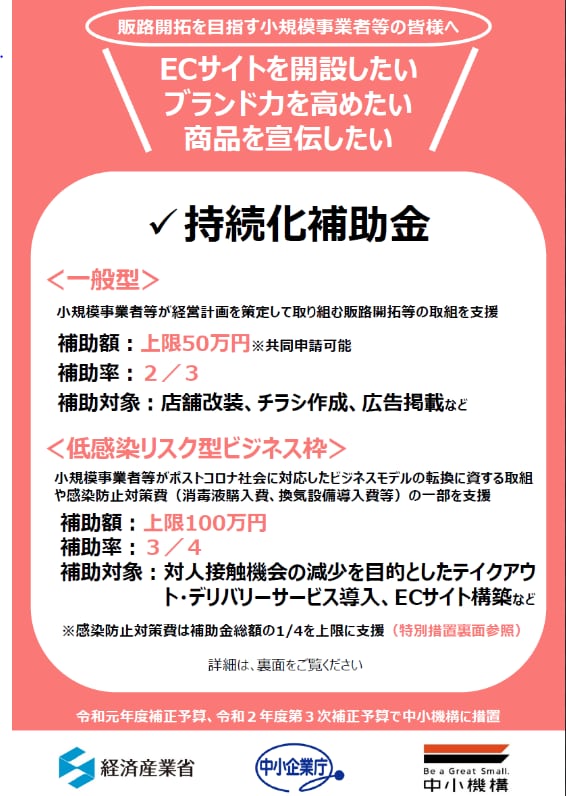 新しい事業をする予定の方は補助金の申請が出来ます 小規模事業者持続化補助金の申請 イメージ1
