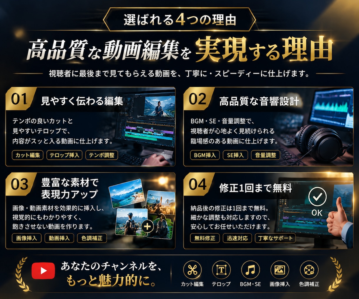 最後まで見られるYouTube動画を編集し集します ビジネス・解説・バラエティまで幅広く対応 イメージ3