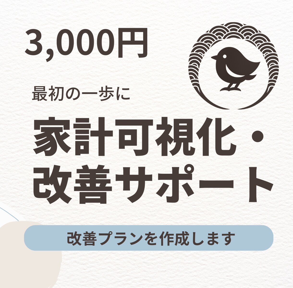 家計の見える化＆改善プラン作成します 家計と将来の不安を整理して最初の一歩を示します イメージ1
