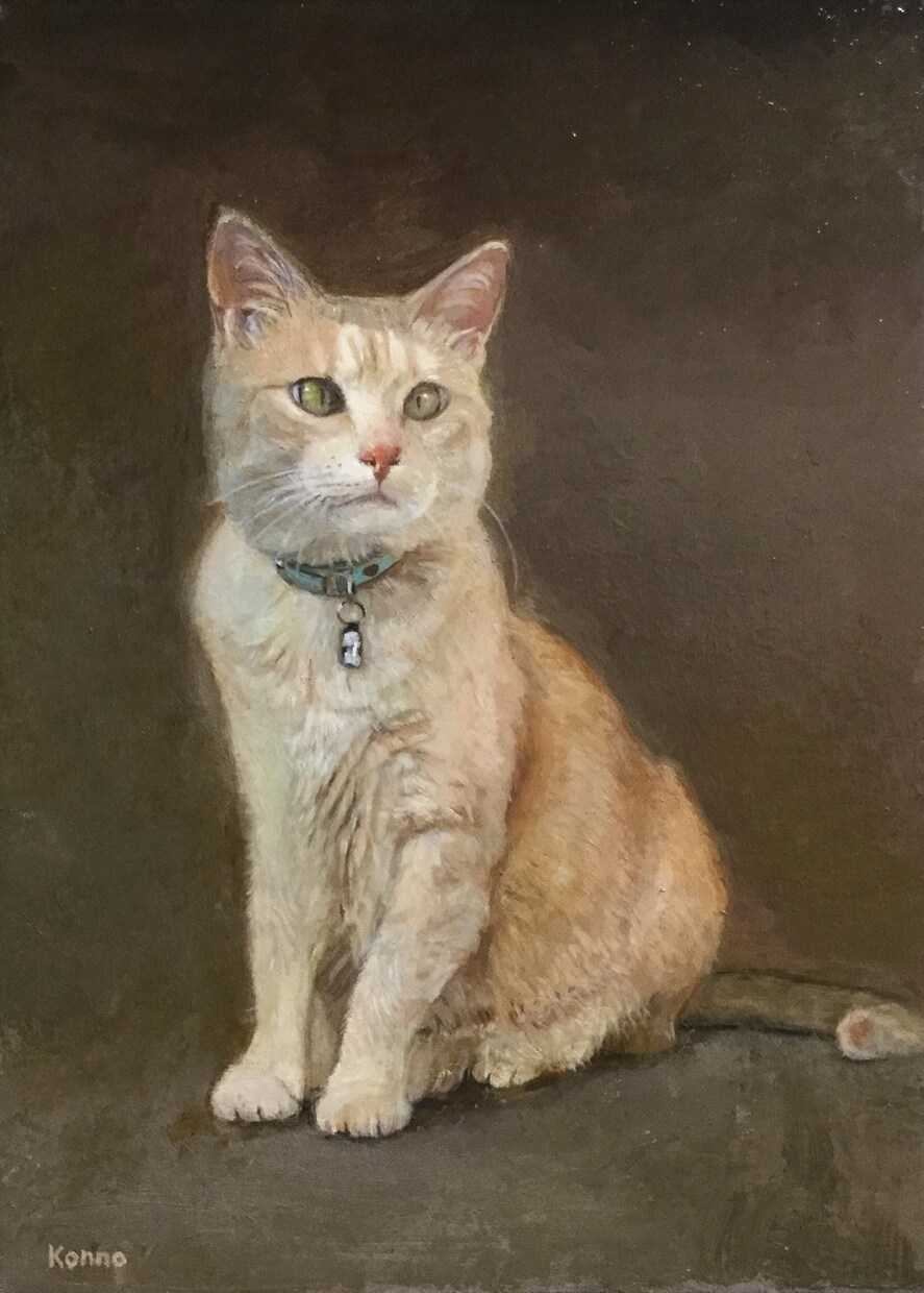油絵 ペット 肖像画 プロ作家が絵画制作いたします プロの画家が油絵制作いたします(F0号orサムホールサイズ) イメージ3