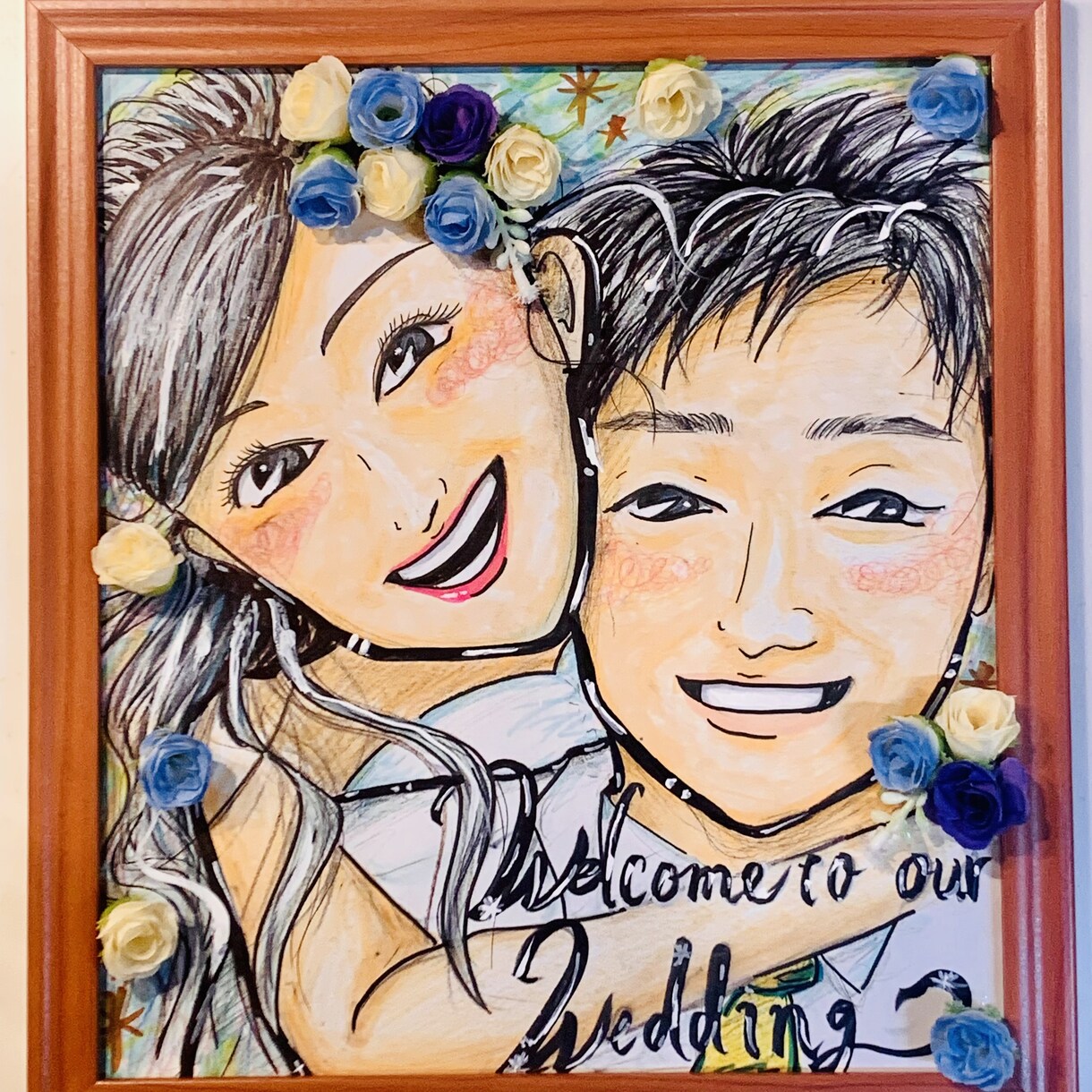 ウェルカムボードやプレゼント用の似顔絵を描きます 結婚式や記念日などの贈り物に。心が暖まる特別な一枚を。 イメージ3