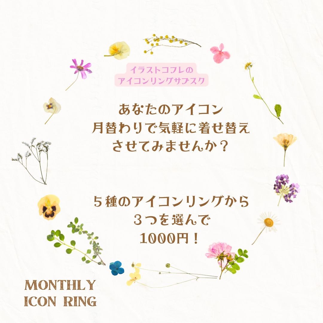 アイコンリングのサブスクはじめます 月替りデザインアイコンリング３種選んで1000円（1月用） イメージ1