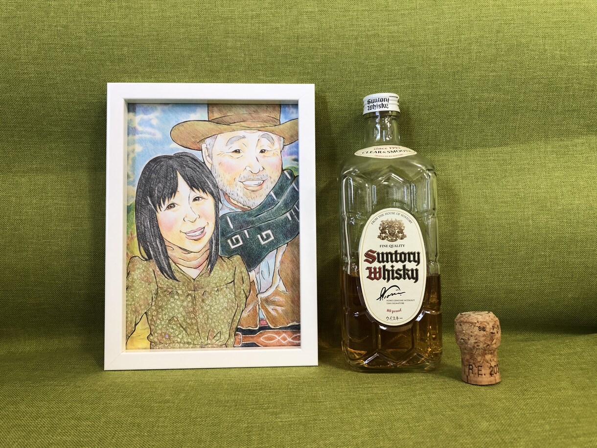A5サイズのコンパクトな似顔絵描きます 【現物のみ】インテリアに馴染みやすい似顔絵です！額あり イメージ3