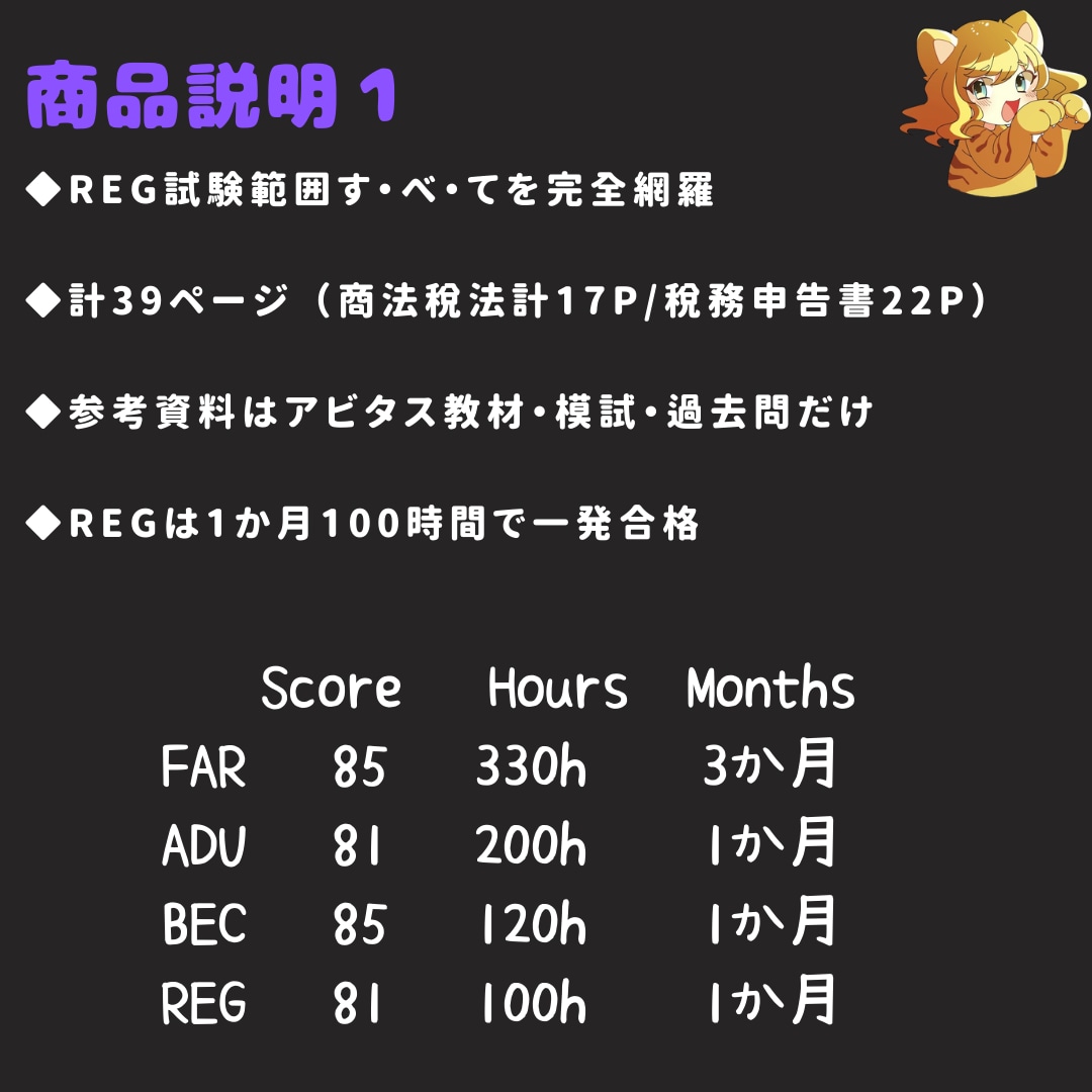 USCPA合格者がREG攻略ノートを販売します 7ヶ月でUSCPA全科目合格のノウハウを凝縮した完全攻略本 イメージ3