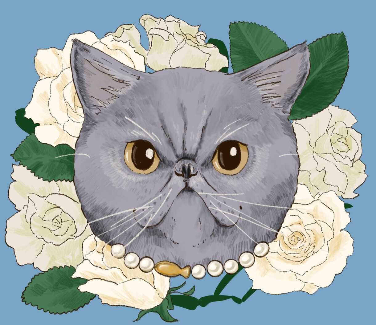 猫ちゃんと誕生花のリアル系イラスト描きます プレゼントやSNSのアイコンにどうぞ。 イメージ2