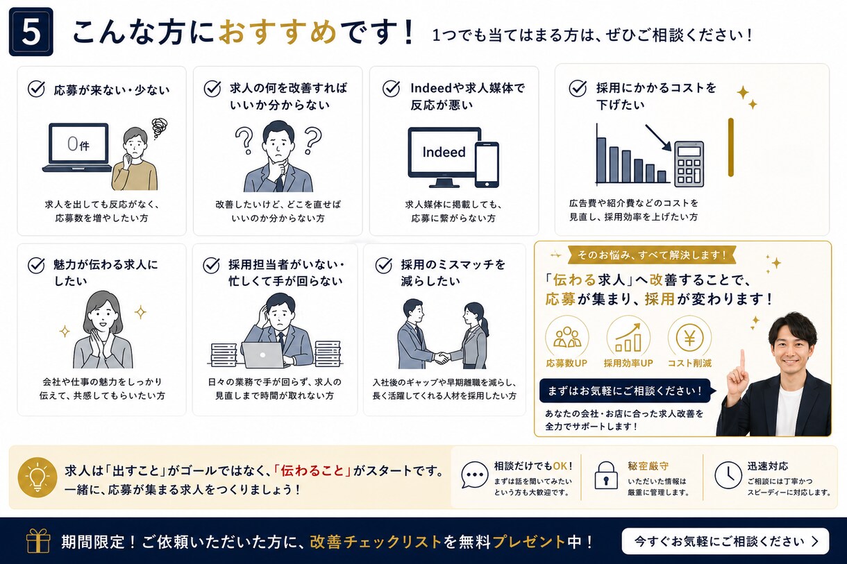 応募が来ない求人チラシの改善点をプロが添削します 元求人広告会社の視点で“応募が来ない原因”を明確に◎ イメージ4