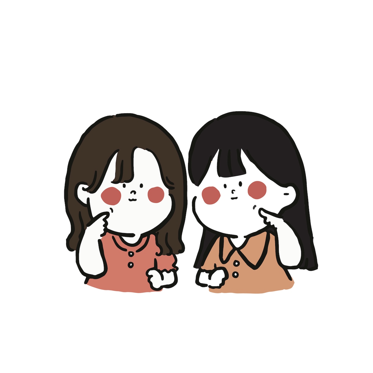 あなたがモデルの ペアイラスト をお描きします シンプルだけどキュートでほっこりなイラストが得意ですഒ˖° イメージ8