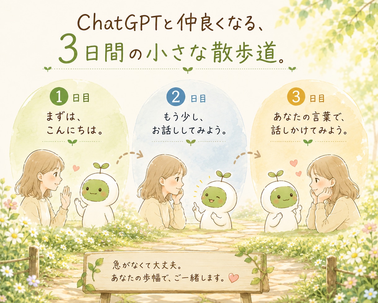 ChatGPTとゆっくり仲良くなるお手伝いをします ☘️何を聞けばいいの？から始める大人のAI初心者さんへ❀✨️ イメージ2
