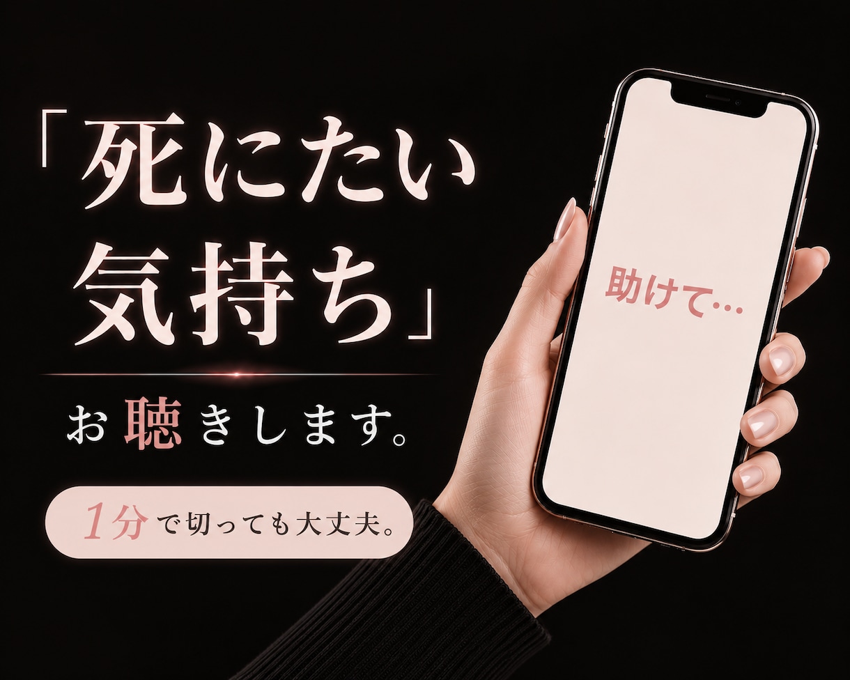 自殺相談｜死にたい・消えたい気持ちと向き合います 1分で切っても大丈夫。ひとりで耐えてきたあなたへ。 イメージ1