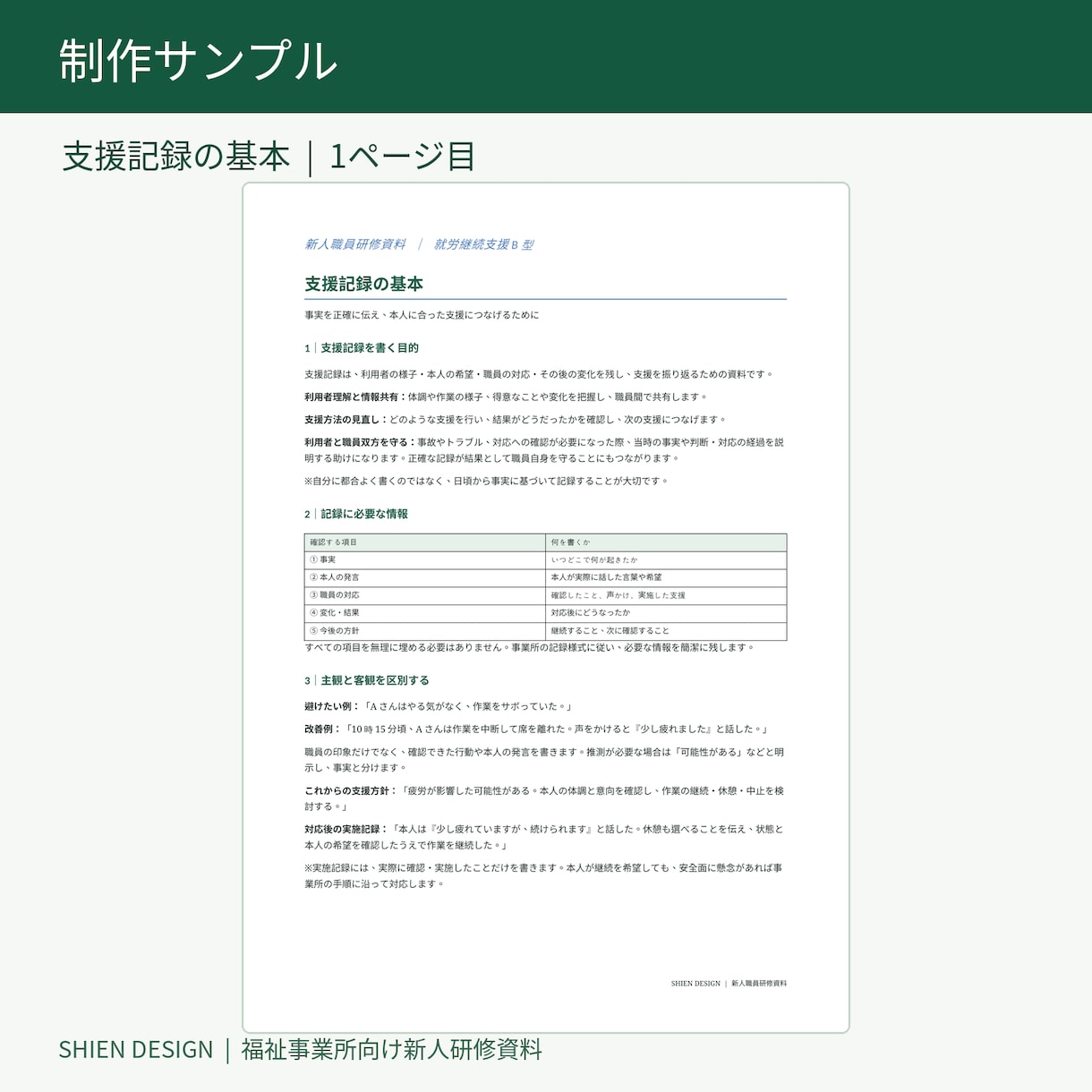 福祉現場で使える新人研修資料を作成します 忙しい研修担当者に代わり、現場経験を活かした教材を制作 イメージ2