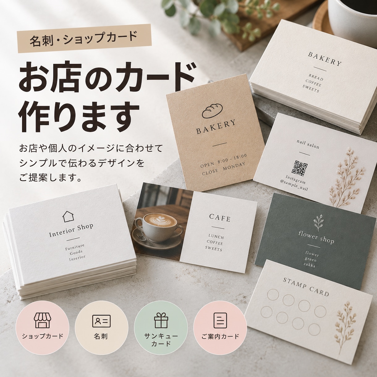 お店の名刺・ショップカードを作ります 「こんなの欲しい」から一緒に形にします イメージ1