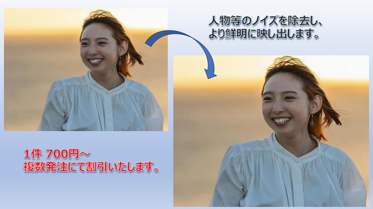 不用物除去　解像度アップ　シミ取り対応します 切り抜きから合成、レタッチ等の写真加工を幅広く受け賜ります イメージ3