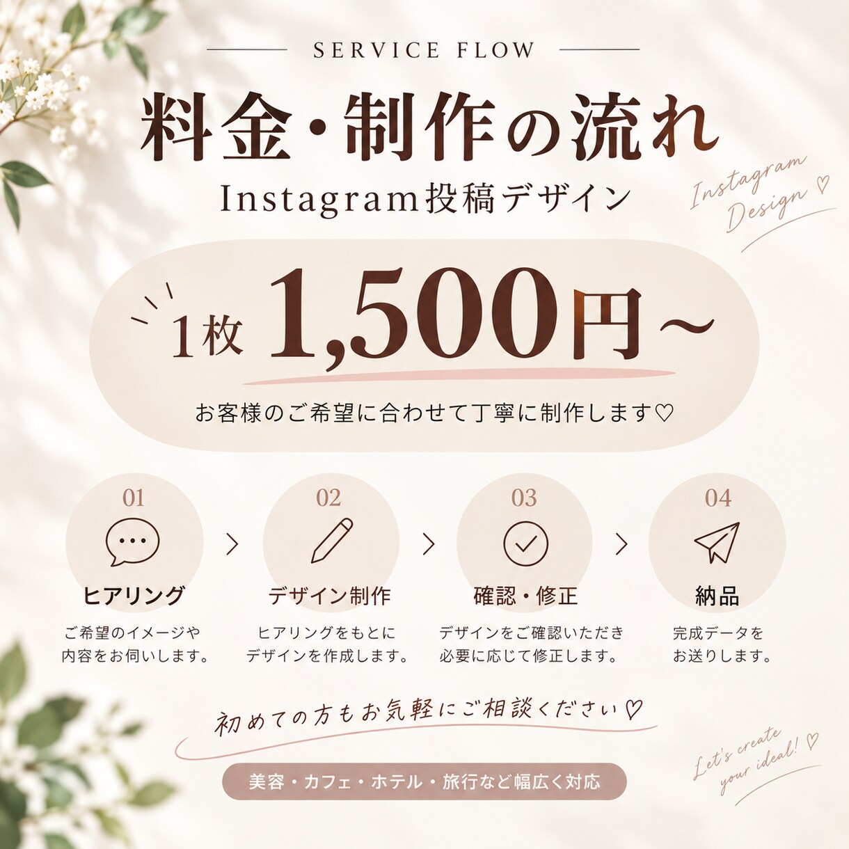 Instagram投稿画像をCanvaで作成します Instagram投稿。美容・カフェ・ホテルなど幅広く対応。 イメージ5