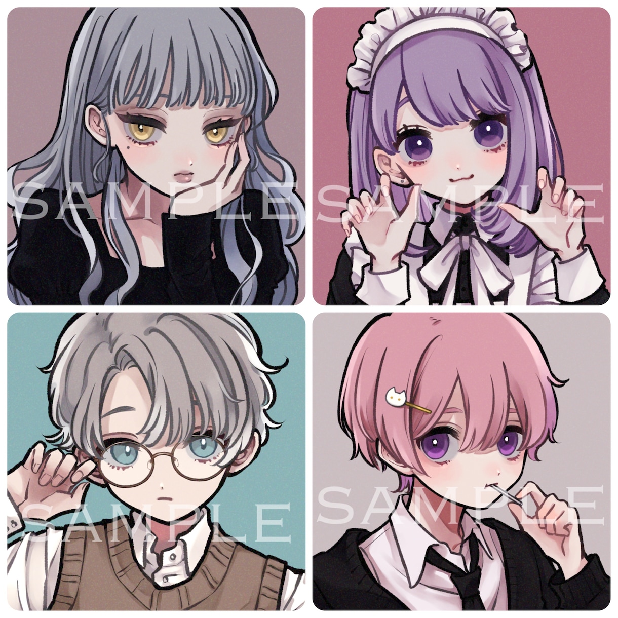 SNSのアイコンを描きます かわいい/かっこいい/病み系などさまざま対応可能◎ イメージ4