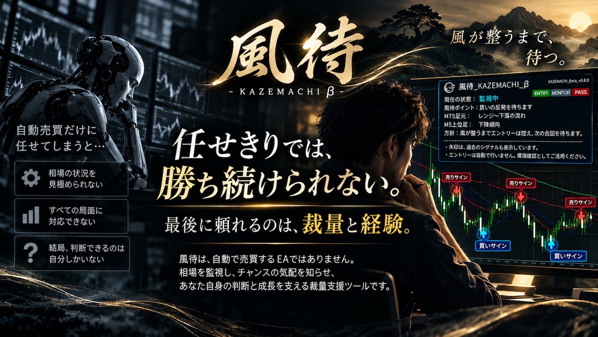 GOLD専用MT5裁量支援EA「風待」を販売します 風が来るまで、待つ。監視と通知で裁量判断を支えます イメージ3