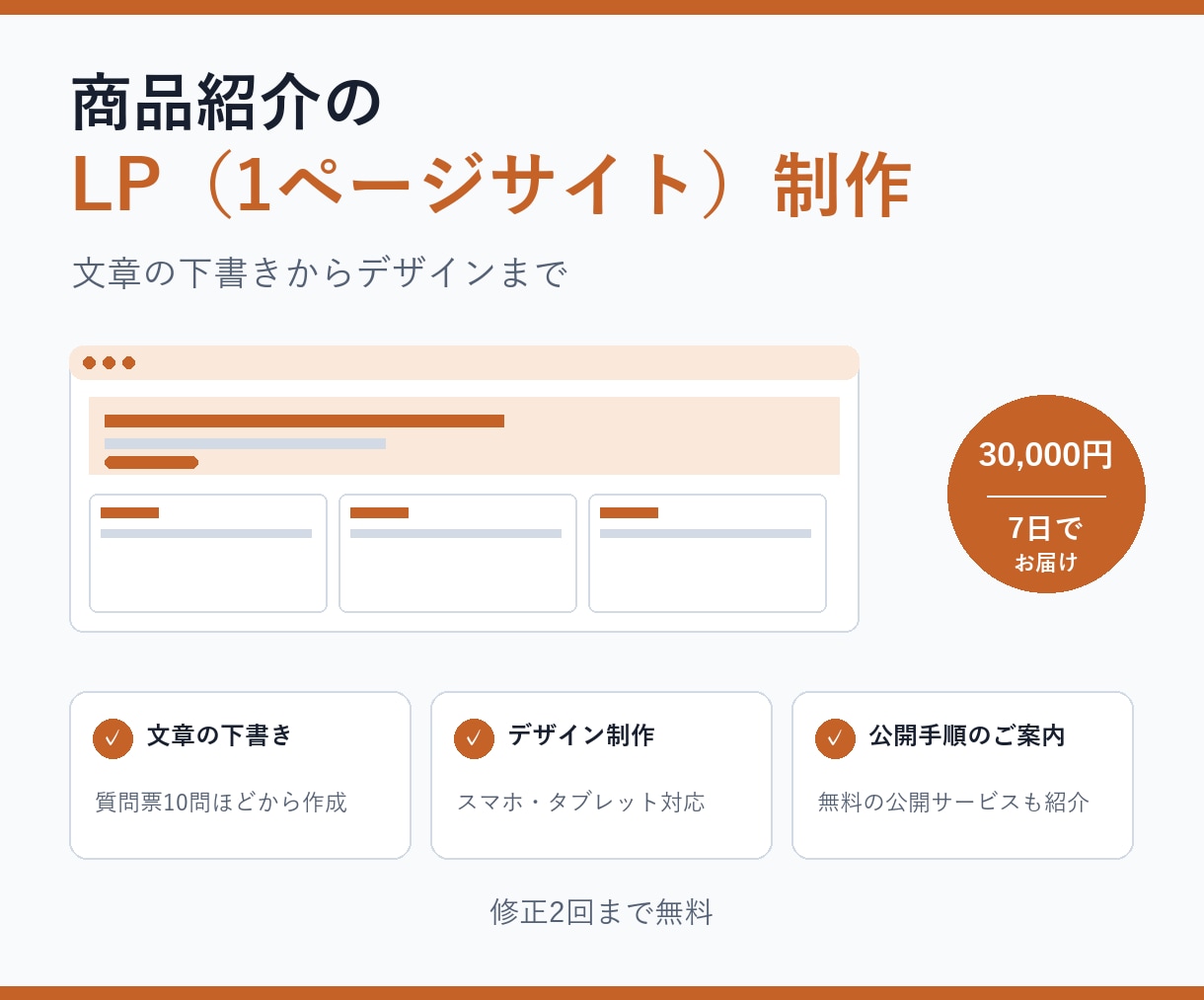 読み手に伝わる、上品で見やすいLPを制作します スマホ対応・修正2回無料・初稿の目安は3日 イメージ1