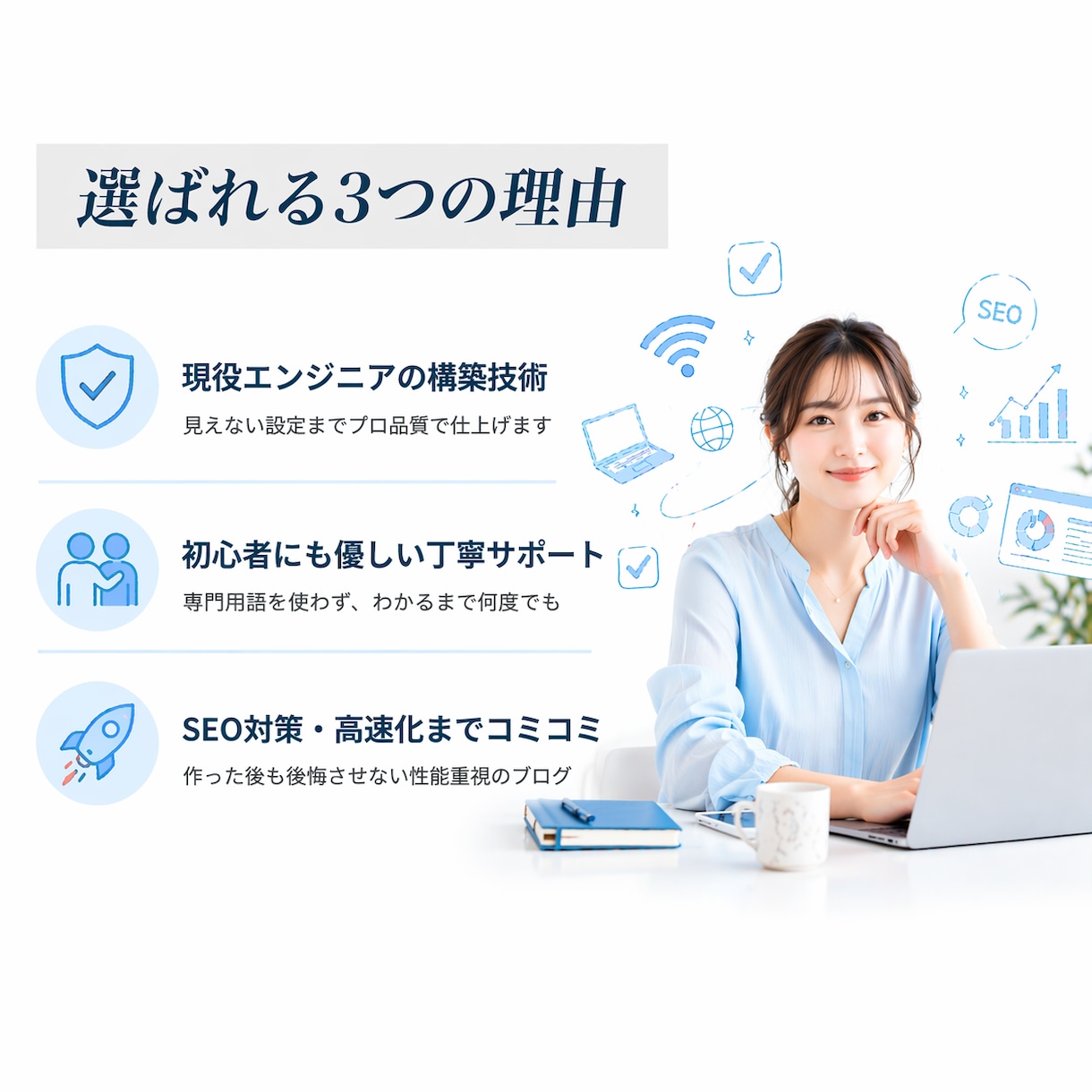SWELL　でブログサイトを制作します 初めての方でも、すぐに記事投稿できる状態で納品します。 イメージ4