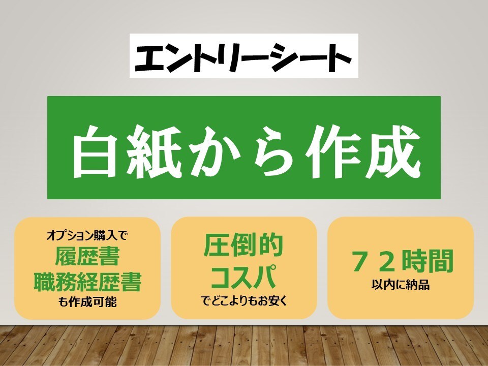 エントリーシート 白紙から作成します 新卒の方大歓迎！0からES作成承ります！ イメージ1