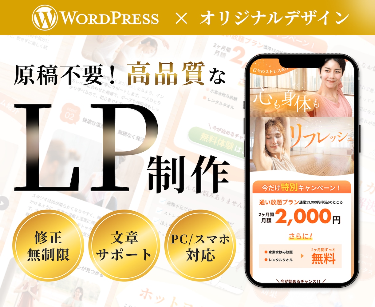 低価格で高品質なLP作成いたします 原稿不要でまるっとお任せ！オリジナルデザインのLP制作 イメージ1