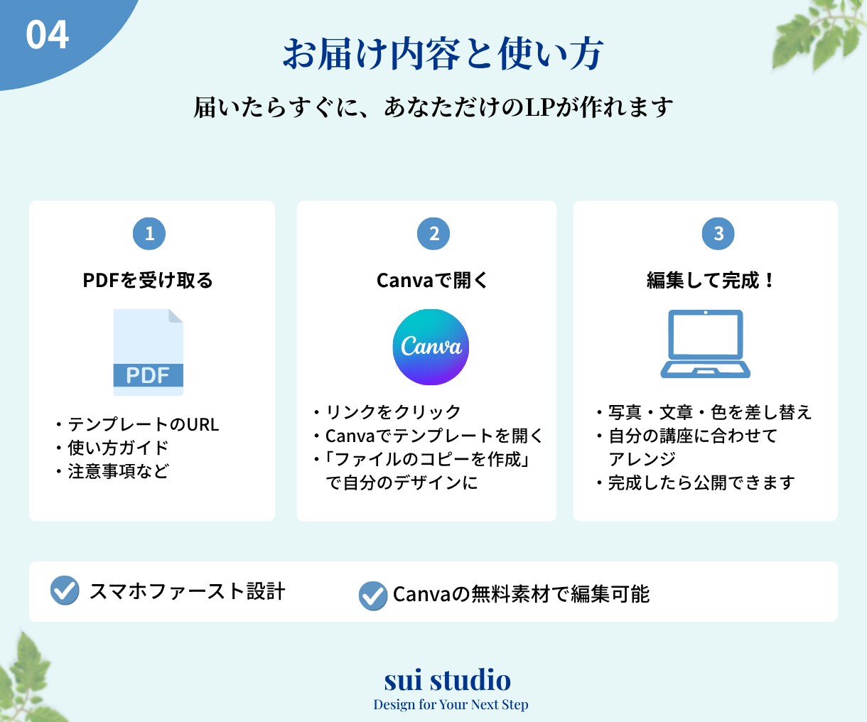 Canvaで使えるLPテンプレートを販売します セミナー・講座向け｜スマホファーストLP イメージ4