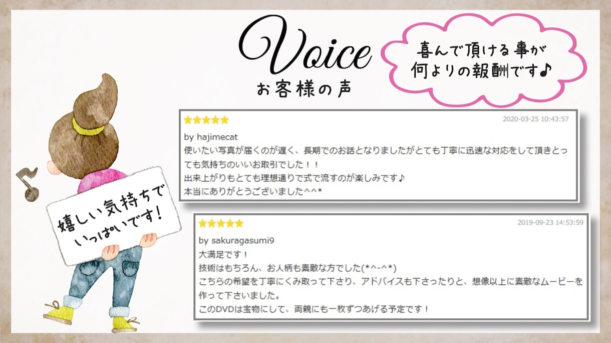 レビュー必見★納得の結婚式ムービーをお作りします 【販売実績310件達成！】余興ムービーもOK♪ イメージ1