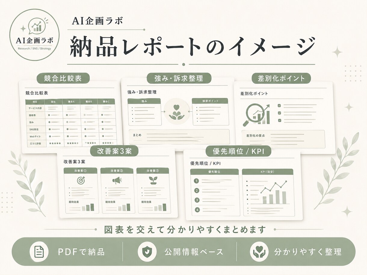 競合分析からSNSマーケ改善案まで提案します 競合との差を整理し、次にやることまで提案します イメージ5