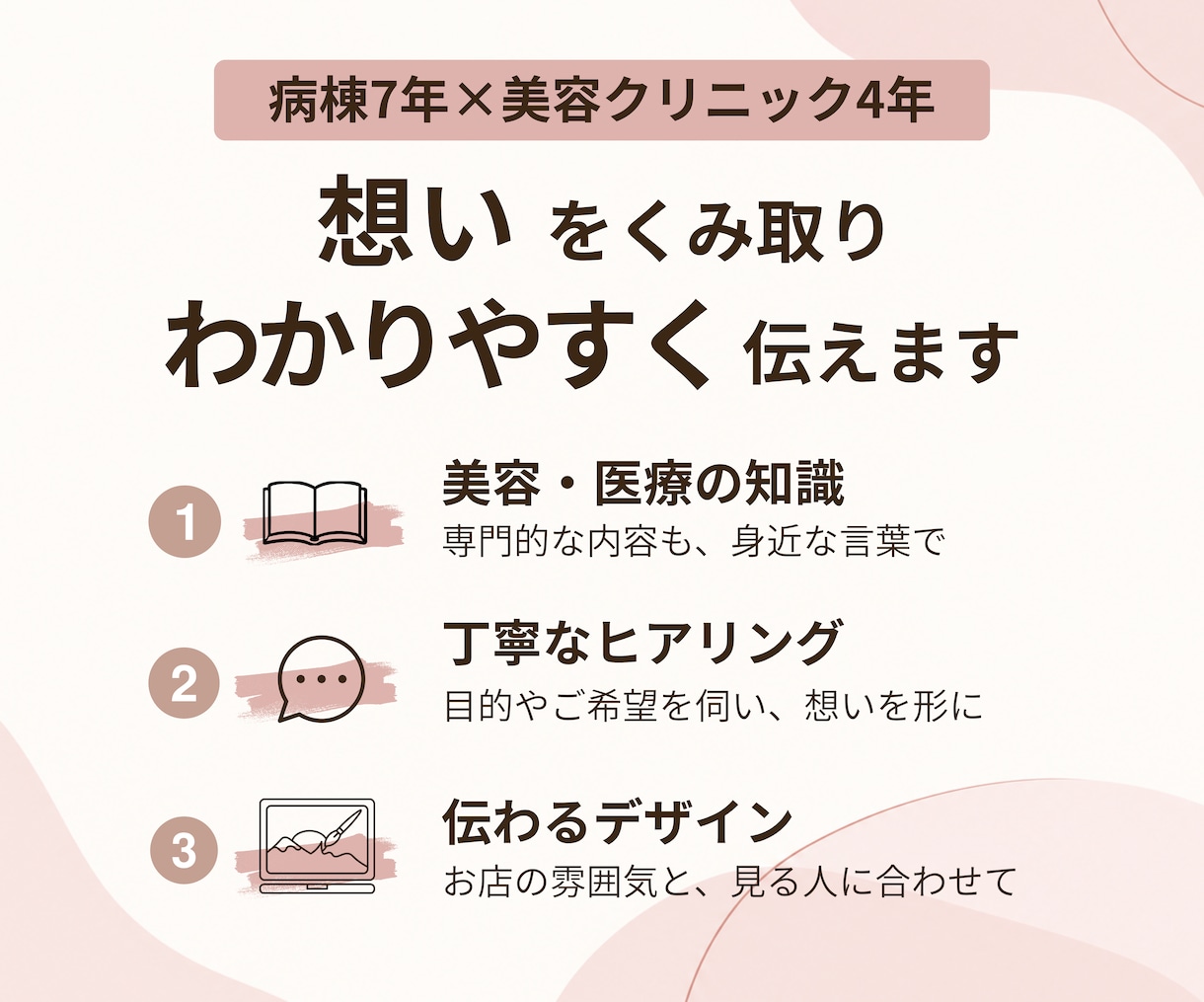 美容看護師が伝わるインスタ投稿画像を制作します 想いや魅力を整理して、読みやすく統一感のある投稿に イメージ6