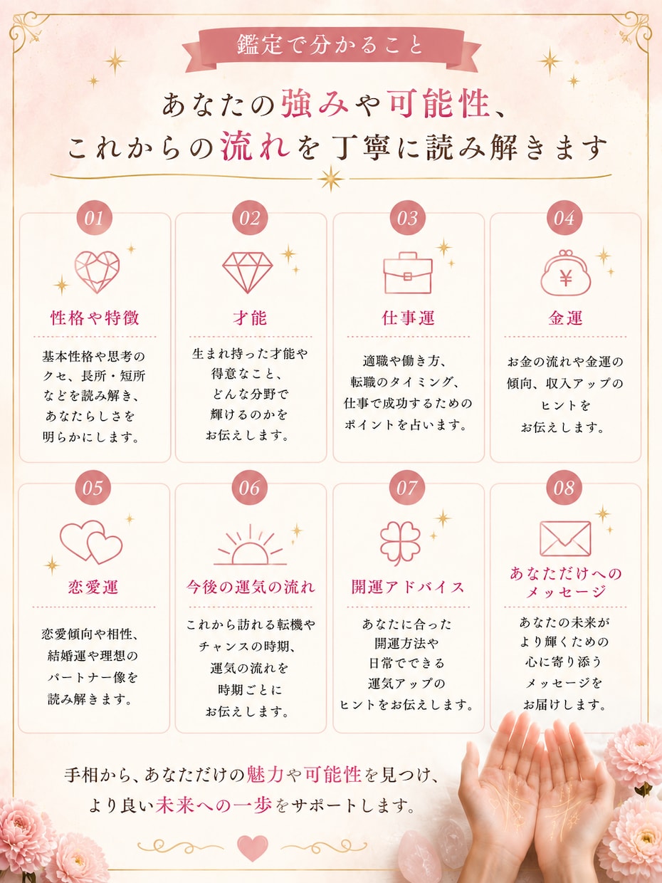 あなたの才能と強みを手相で鑑定します 仕事・恋愛・副業のお悩みに寄り添います！ イメージ4
