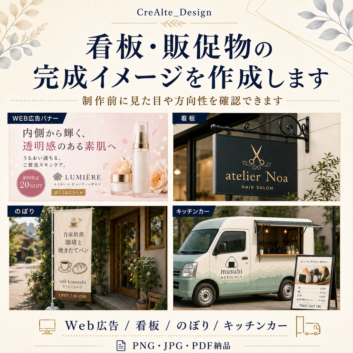 モニター価格！看板・販促物の完成イメージ作成します 制作前に見た目や方向性を確認できます イメージ1