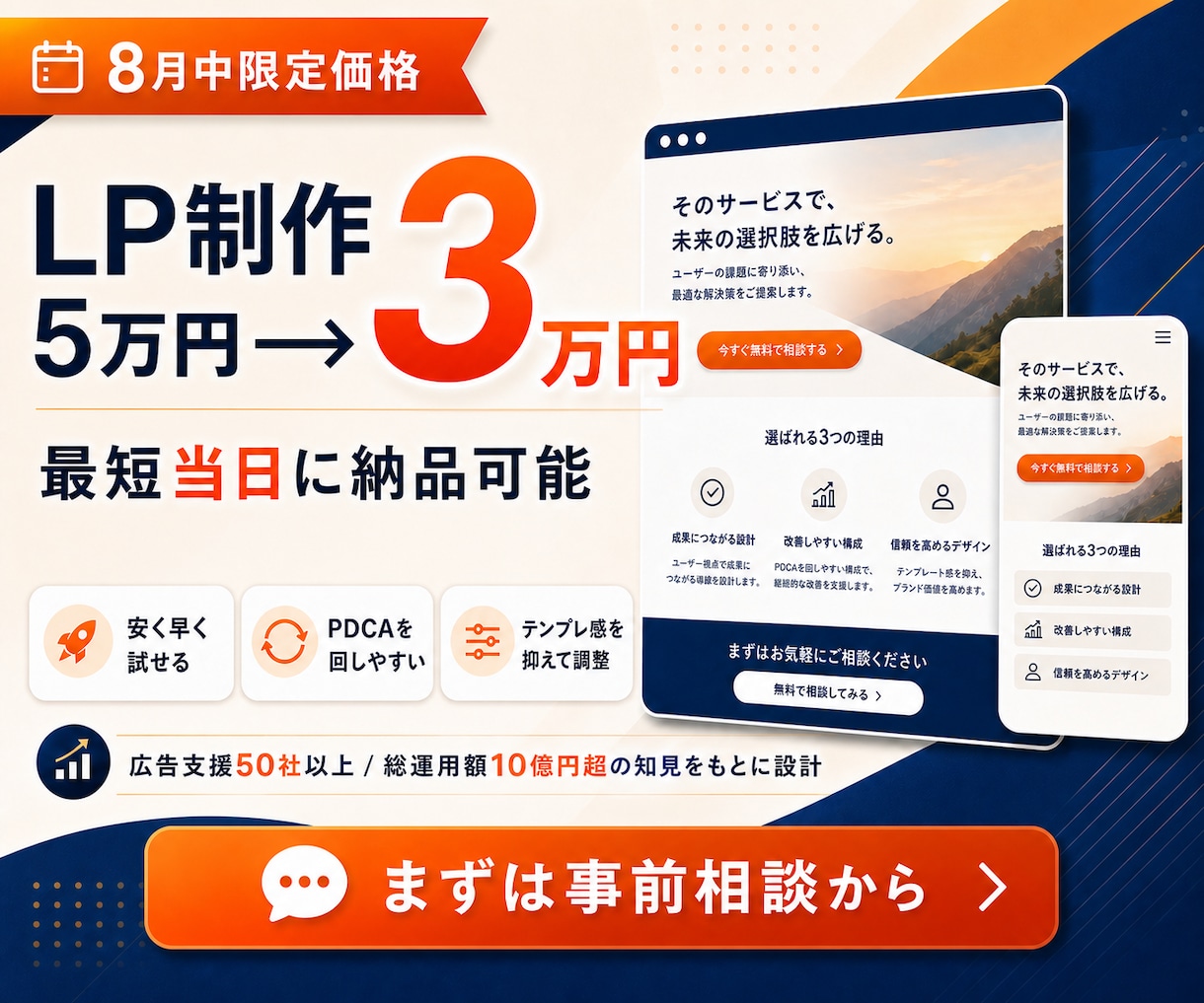 安かろう良かろうを実現するLPを最短当日納品します すぐ欲しいに応える｜予算をかける前に安く小さく試しませんか？ イメージ1