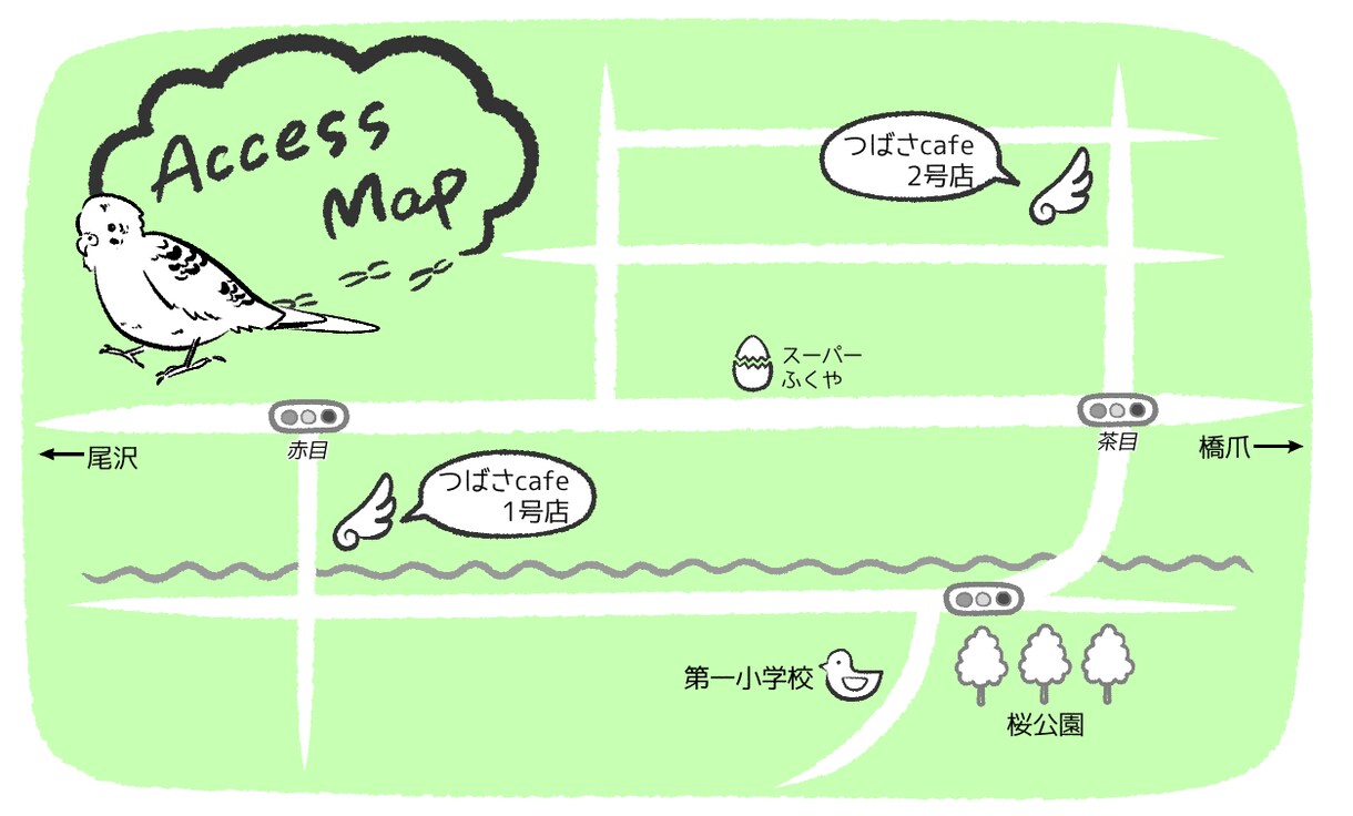 動物モチーフMAP オリジナル動物絵1点入れます 犬猫etcイラスト入りかわいい手描き風地図。チラシやHPに！ イメージ4