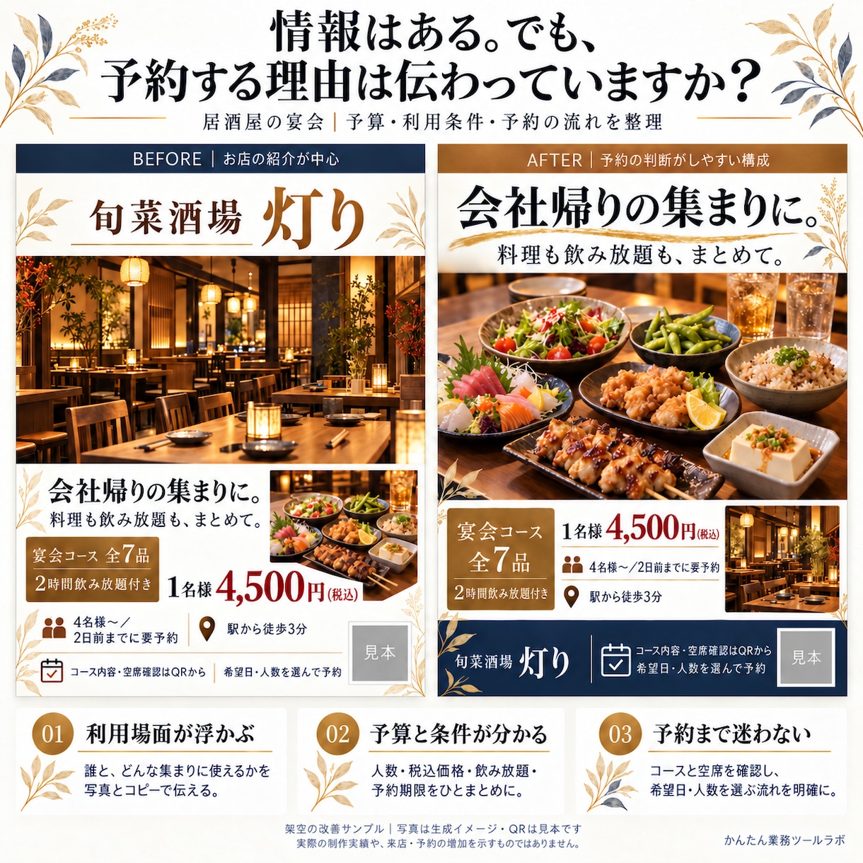 カフェ・居酒屋など店舗のチラシをデザインします 飲食店が得意。美容室・ネイル・エステ・リラク・整体も対応 イメージ4