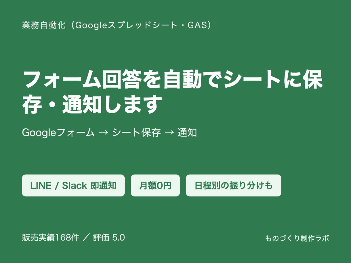 フォームの申込をLINEに即通知・振り分けします フォームの回答を日程別に振り分け、スタッフへ即通知 イメージ1