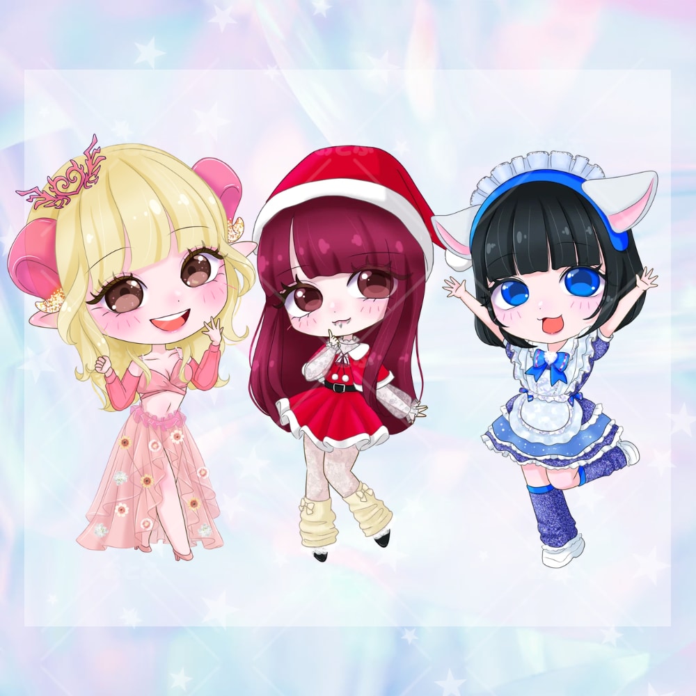 配信・推し活向け♡商用可SDミニキャラ描きます キラきゅん塗りでこだわり衣装や本人様寄せ可◎丁寧に描きます イメージ8