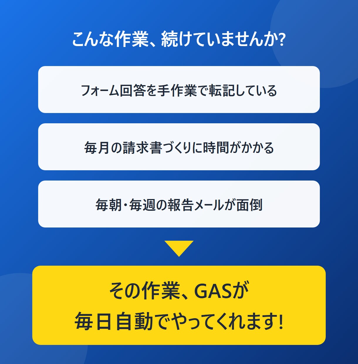 スプレッドシート業務をGASで自動化します フォーム集計・請求書・自動通知|無料見積りからどうぞ イメージ2