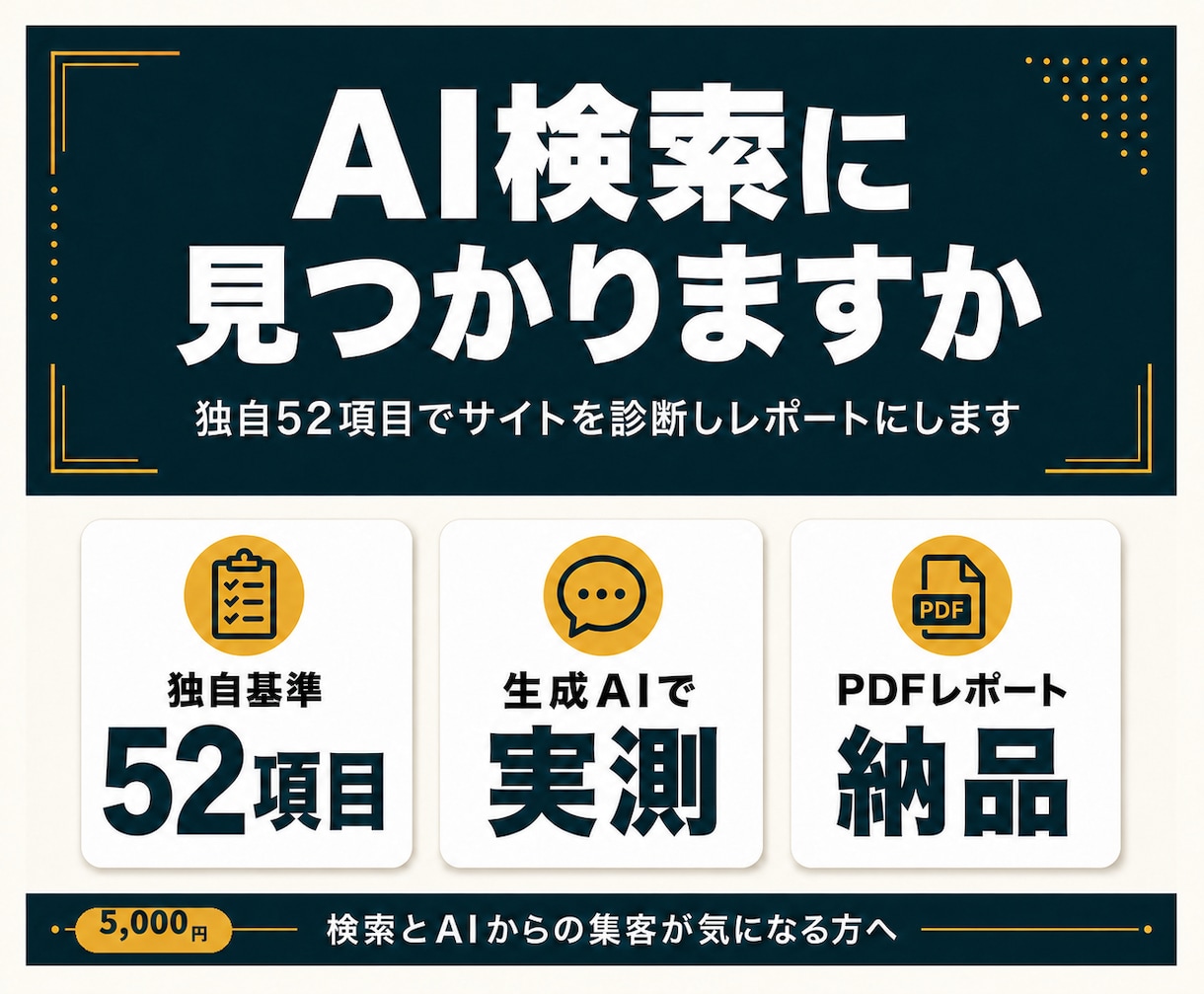 AI検索対応度をクイック診断します 検索とAIに伝わっているか、まず診断で見える化します イメージ1