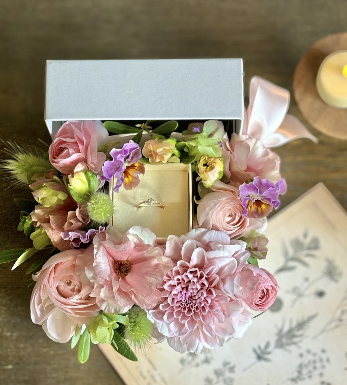 プロポーズのお花と押し花額をお作りします プロポーズを記憶に残るお花&押し花額に、京都限定のセット イメージ1