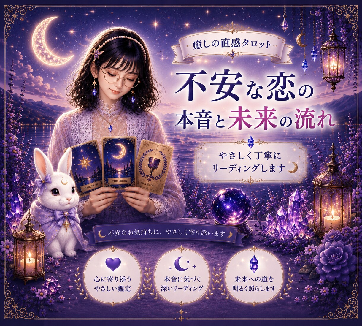不安な恋の本音と未来の流れを丁寧に見ます 不安なお気持ちに、やさしく寄り添います イメージ1