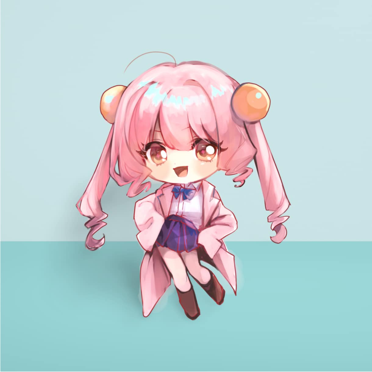 等身＋SDセットの女の子の立ち絵販売してます ツインテール、巻き髪、女子高生、ピンク髪 イメージ1