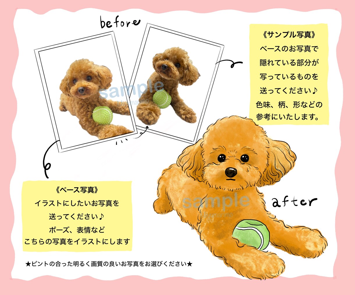ゆるり×リアル！かわいいペットの似顔絵お描きします ★最初の5名様まで基本料金3,000円で受け付けます★ イメージ3