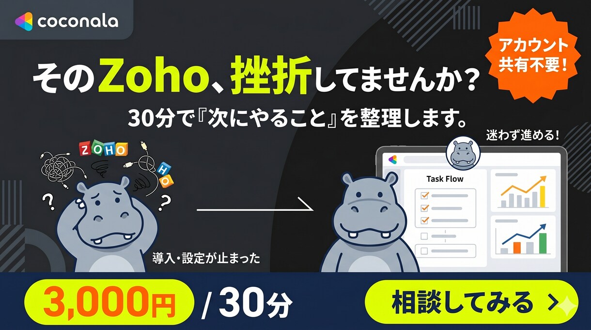 ZohoCRMの「何からやれば？」を整理します 「何が問題か分からない状態」から抜け出しましょう！ イメージ1