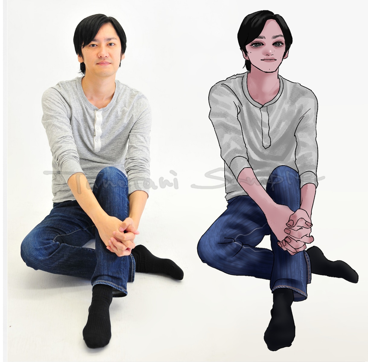 あなたのお写真をイラストにします （似顔絵）写真模写【リアル描写×漫画風】 イメージ4