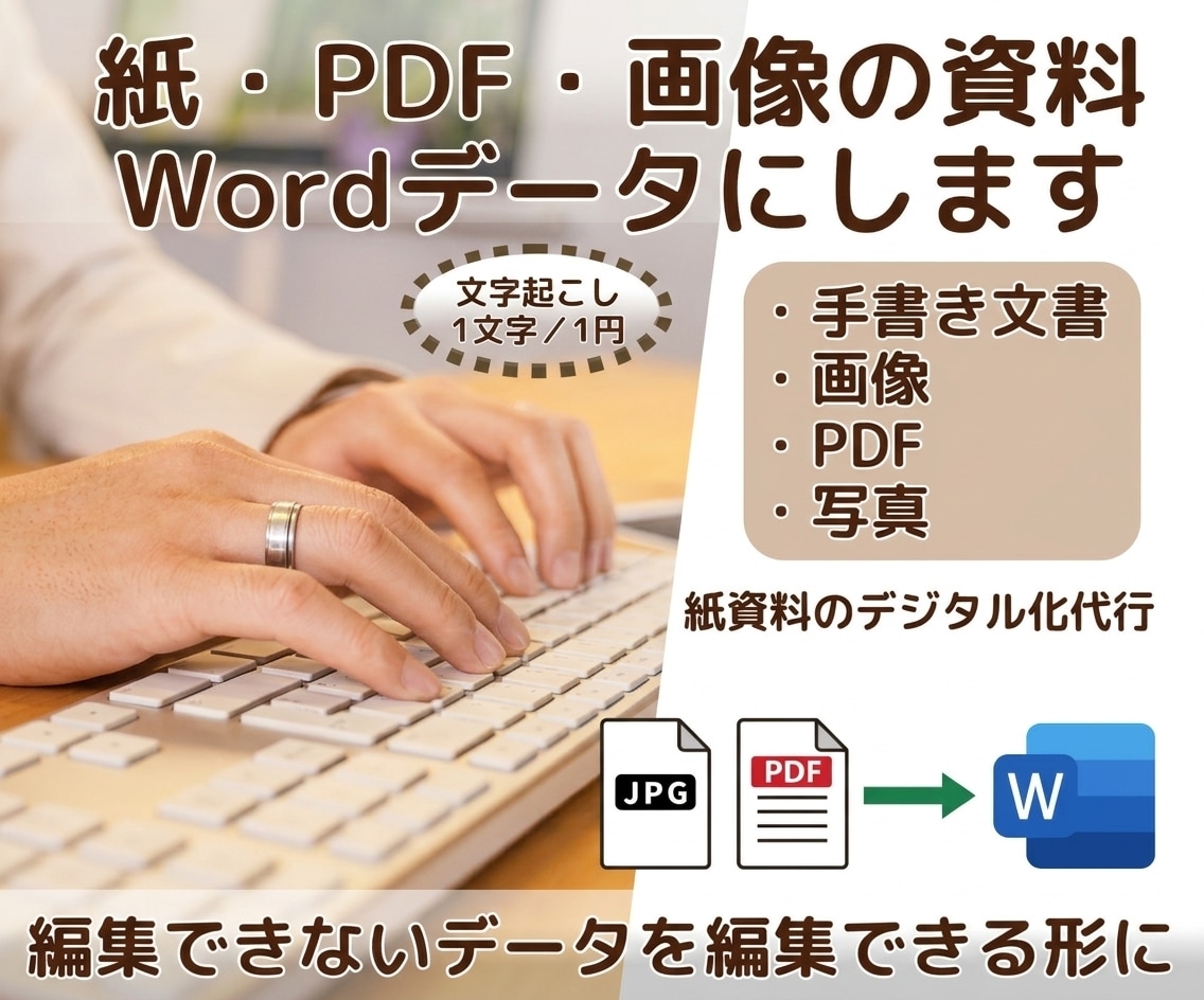 画像・PDF・手書き書類をWord化します 紙資料のデジタル化代行。編集できないデータを編集できる形に イメージ1