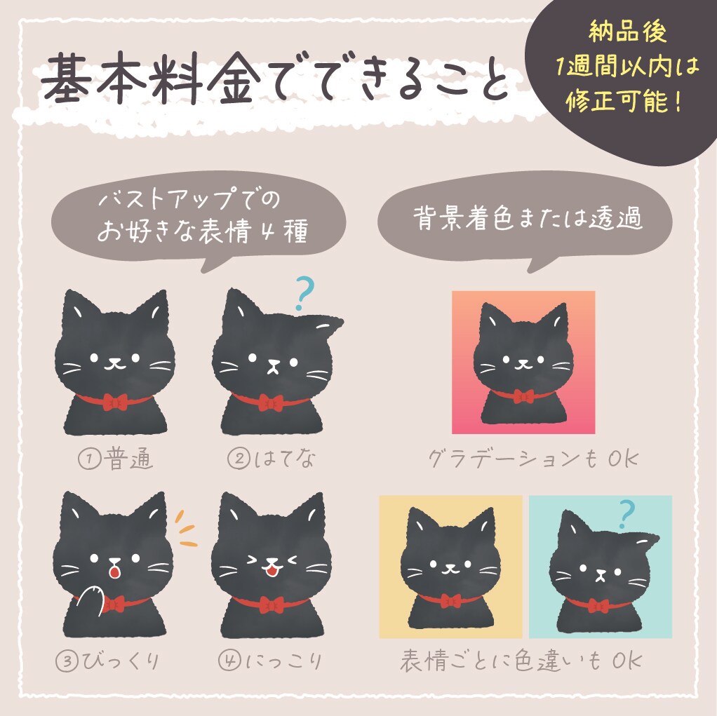 表情4種セット！ゆるかわいい動物アイコン描きます ブログやSNSに！納品1週間後まで追加料金なしで修正可◎ イメージ2