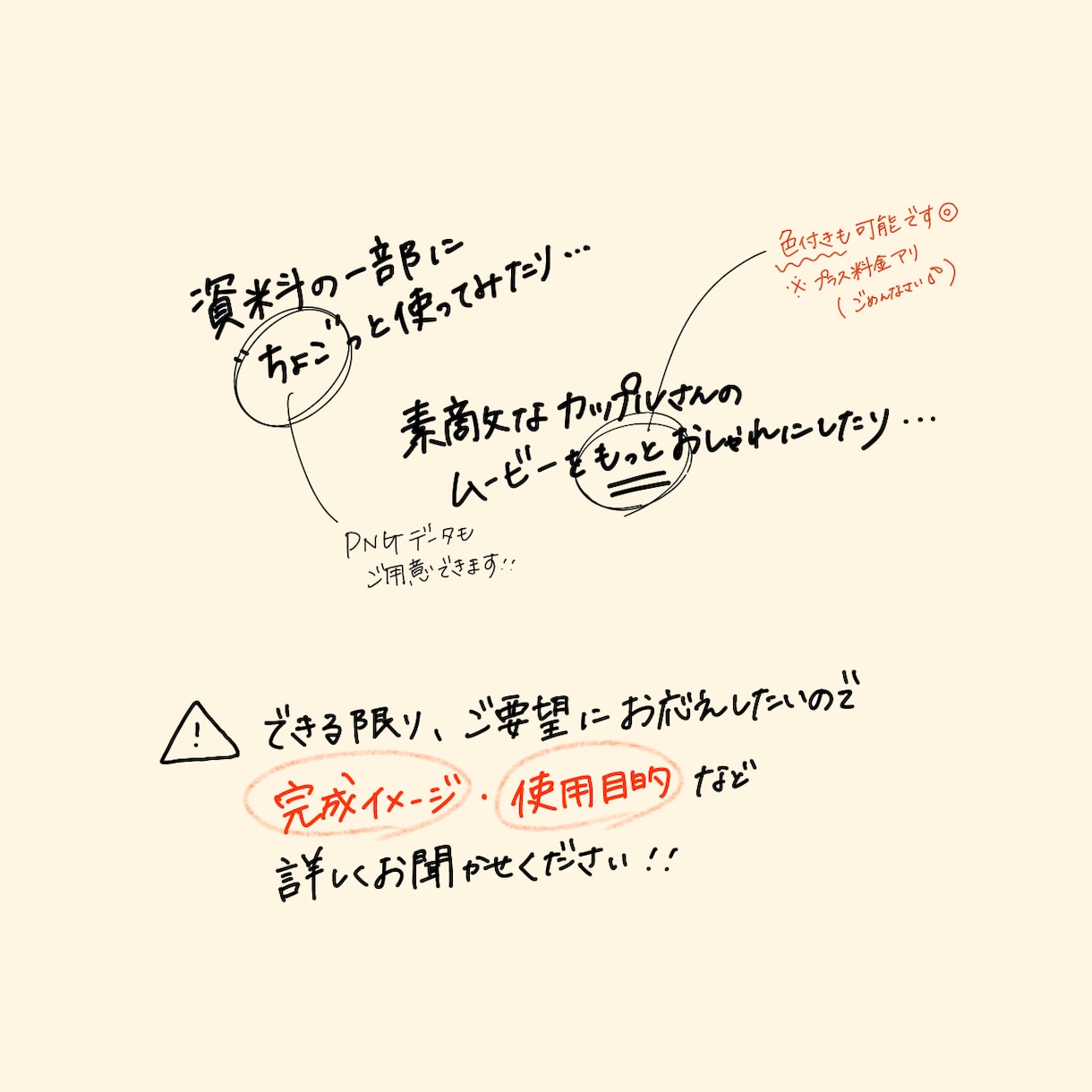 シンプルで《映える》ゆる〜い【手描き文字】かきます 7月まで吹き出しや装飾類が無料！お得なサービス中！ イメージ2