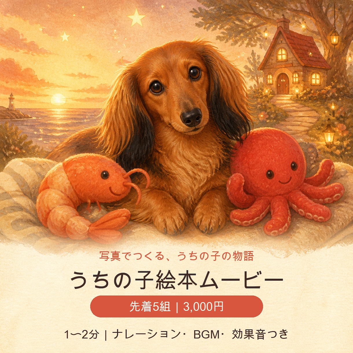 写真からうちの子の絵本ムービーを作ります 写真と性格から声つきの絵本物語に仕上げます イメージ1